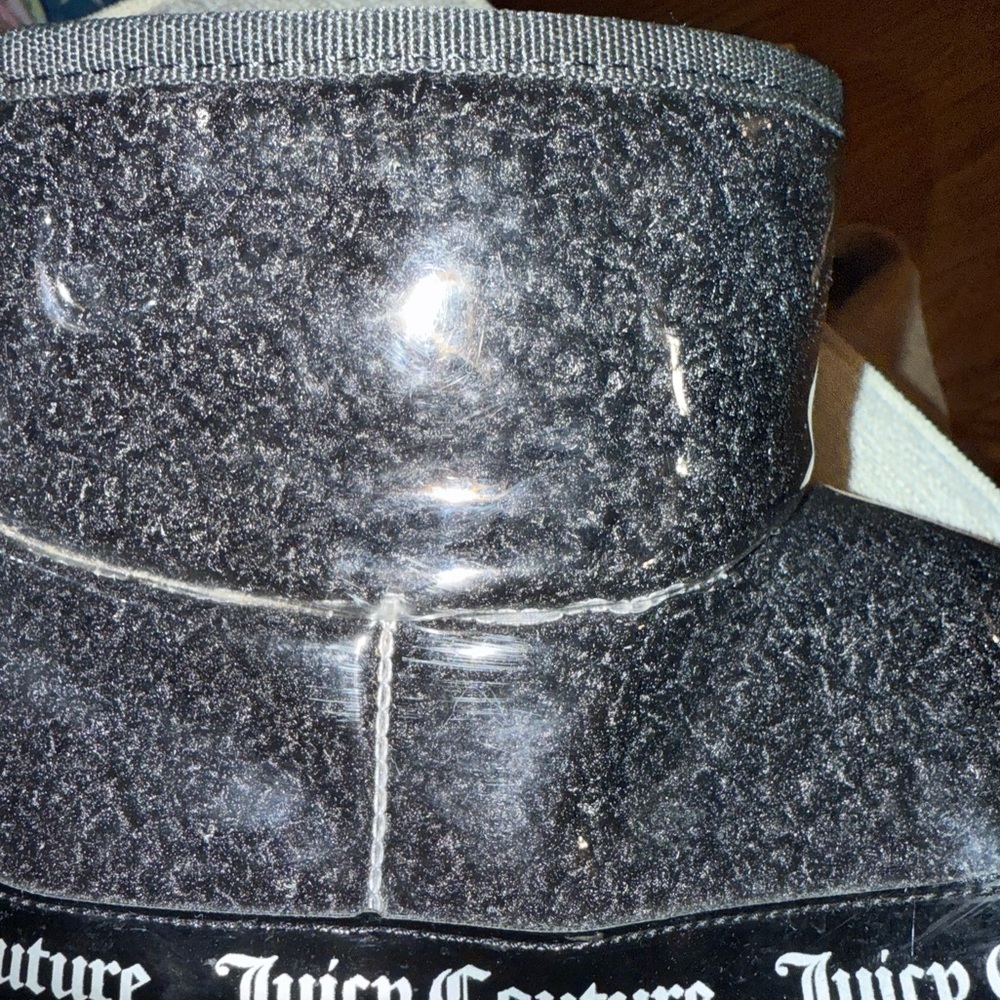 Juicy Couture Klash Bootie in Black and Clear Size 7 **Small Crack in Left Boot - Picture 8 of 8